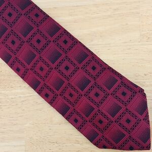Versace Red and Black Geometric Tie